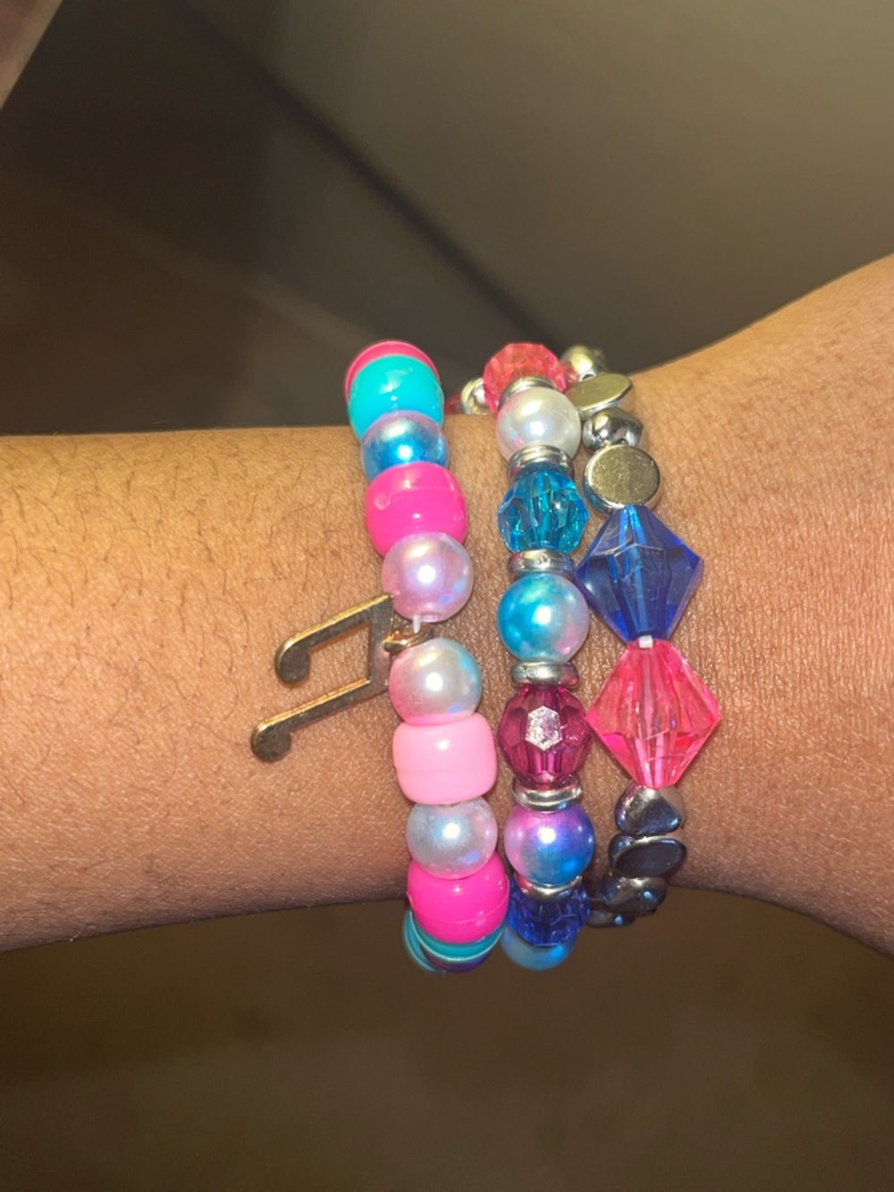 Colorful Beaded Bracelet Stack - Pink, Blue & Teal